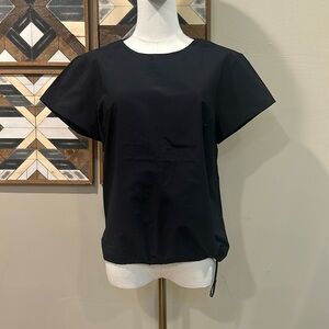 Cuyana Short Sleeve Drawstring Top Black sz XS